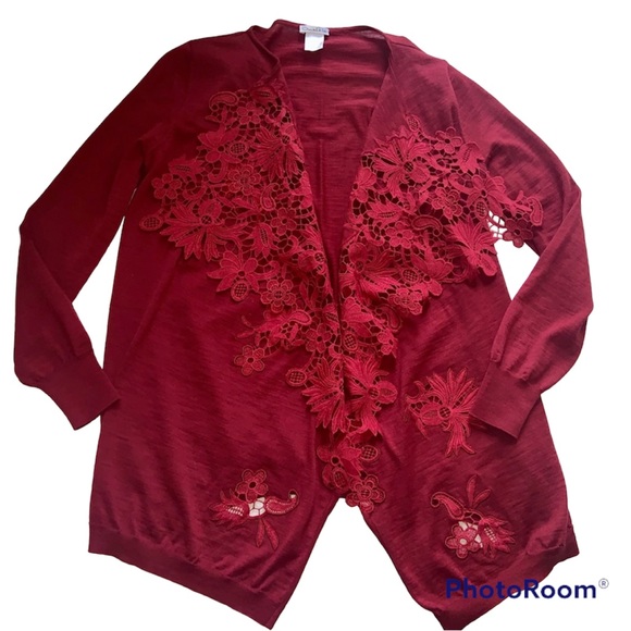 Oscar de la Renta burgundy cardigan - Picture 4 of 7